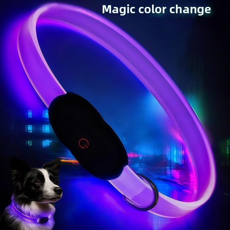 LED Light-Up Dog Collar – Reflective Safety Collar for Night Walks