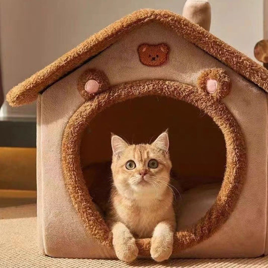 Enclosed Pet Bed with Removable Washable Cushion